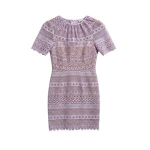 Dee Elly Lavender Lace Mini Dress Short Sleeve Purple Small feminine chic party